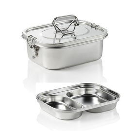 lunch box stainless steel | 2 compartments | 205 mm x 165 mm H 77 mm product photo