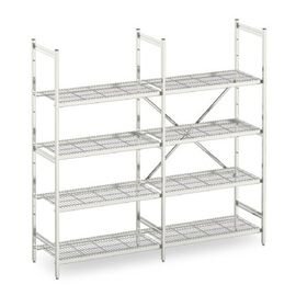 standing rack NORM 5 stainless steel 2475 mm 500 mm  H 1800 mm 4 wire grid shelf (shelves) shelf load 100 kg bay load 600 kg product photo