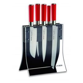 Knife block "4KNIVES" with 6 knives from series "1905";  Block of acrylic glass with clear front, magnetic holder, W x D x H: 24 x  15 x 41 cm - 