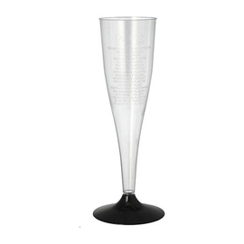 champagne glass PS clear | foot black 0.1 ltr with mark; | disposable product photo