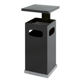 wastepaper basket with ashtray metal anthracite square floor model H 910 mm