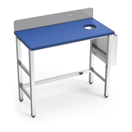 fish preparation table with drop chute | PE worktop | upstand | 1000 mm x 500 mm H 850 mm product photo