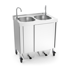 mobile double hand wash basin with foot operation product photo