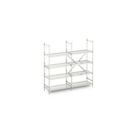 standing rack NORM 5 stainless steel 3150 mm 500 mm  H 1800 mm 4 metal sheet grid shelf (shelves) shelf load 100 kg bay load 1200 kg product photo